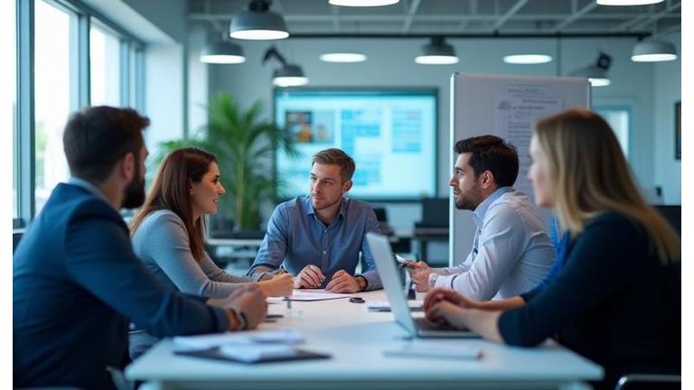 Professionisti Innovazioni Digitali Italia che collaborano in un ambiente ufficio moderno.